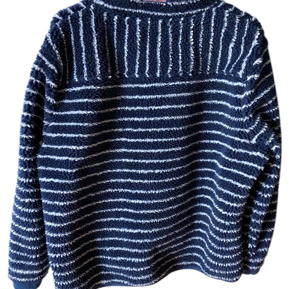Vineyard Vines Blue and White Striped Sweatshirt with Stand-Up Collar - Picture 2 of 8